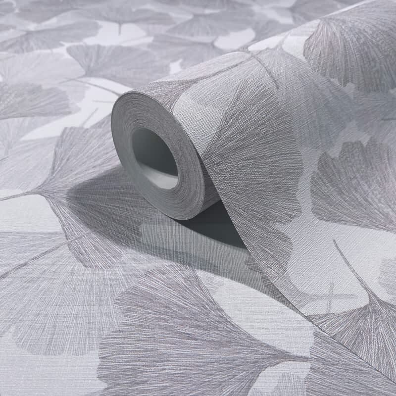 Vliestapete 3D, Blätter Floral Natur matt in Grau für Wohnzimmer, Schlafzimmer, Büro (35783)