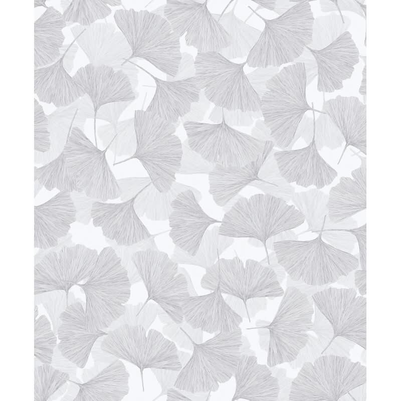 Vliestapete 3D, Blätter Floral Natur matt in Grau für Wohnzimmer, Schlafzimmer, Büro (35783)