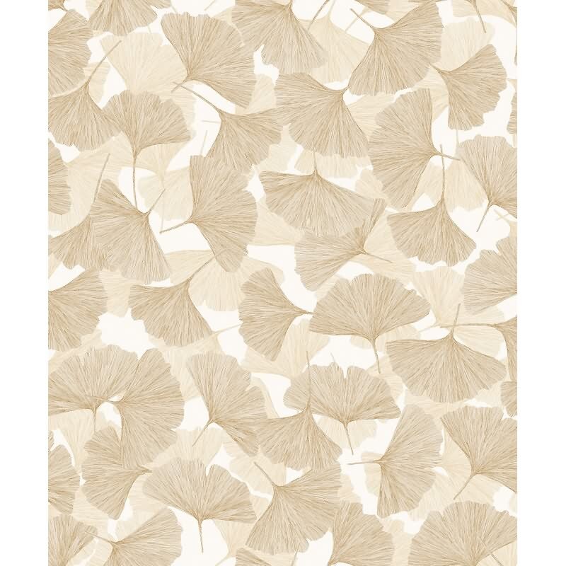 Vliestapete 3D, Blätter Floral Natur matt in Beige für Wohnzimmer, Schlafzimmer, Büro (35784)