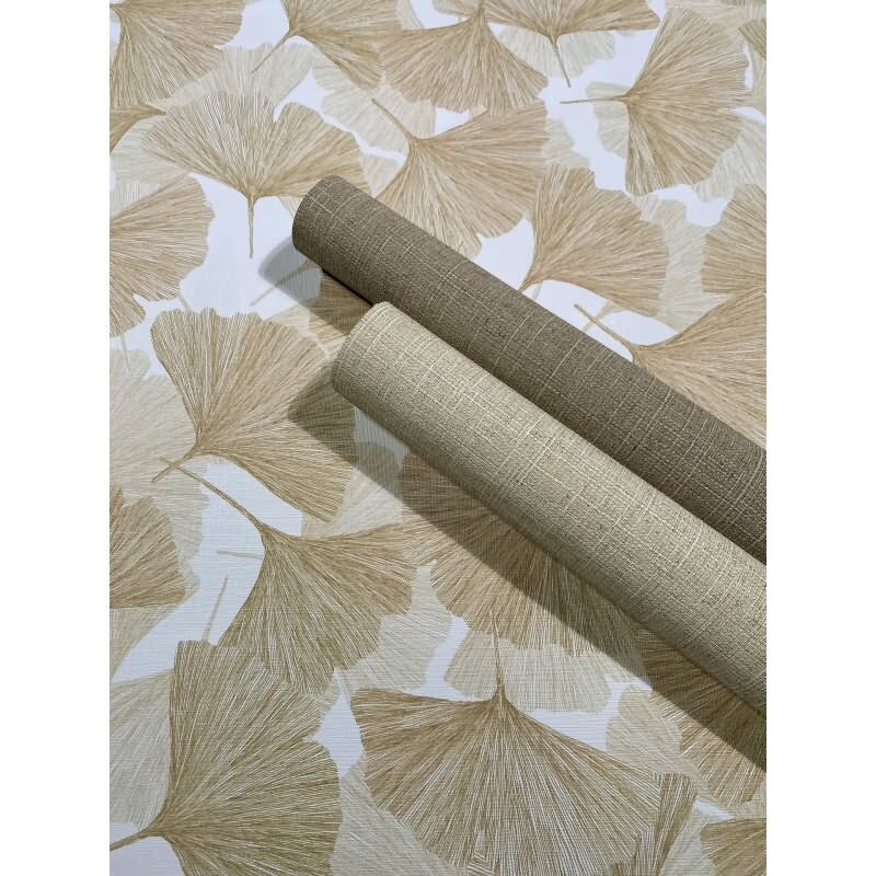 Vliestapete 3D, Blätter Floral Natur matt in Beige für Wohnzimmer, Schlafzimmer, Büro (35784)