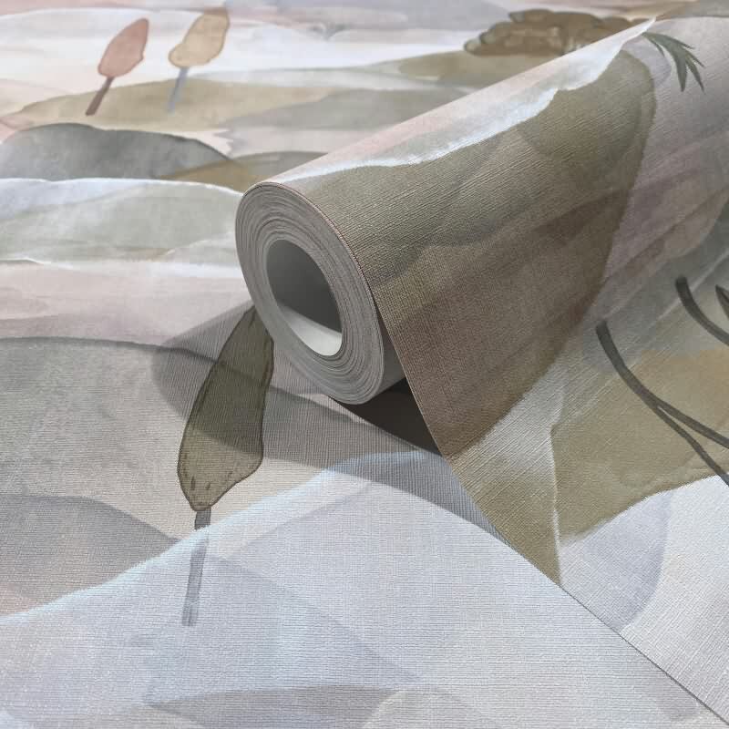 Vliestapete Landschaft Grafisch Natur matt in Grün für Wohnzimmer, Schlafzimmer, Büro (35785)