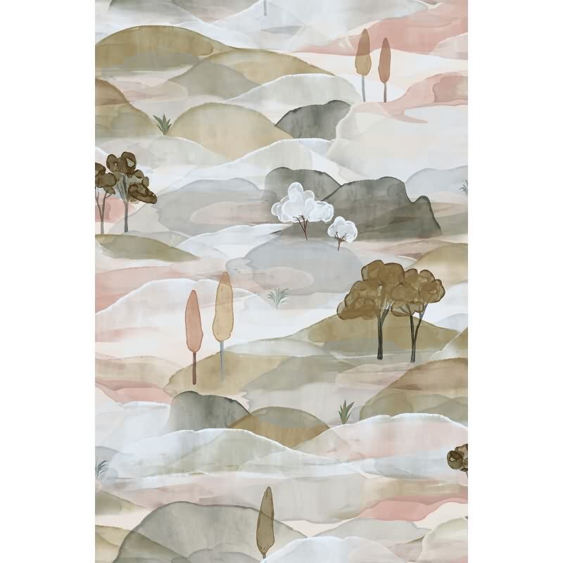 Vliestapete Landschaft Grafisch Natur matt in Grün für Wohnzimmer, Schlafzimmer, Büro (35785)