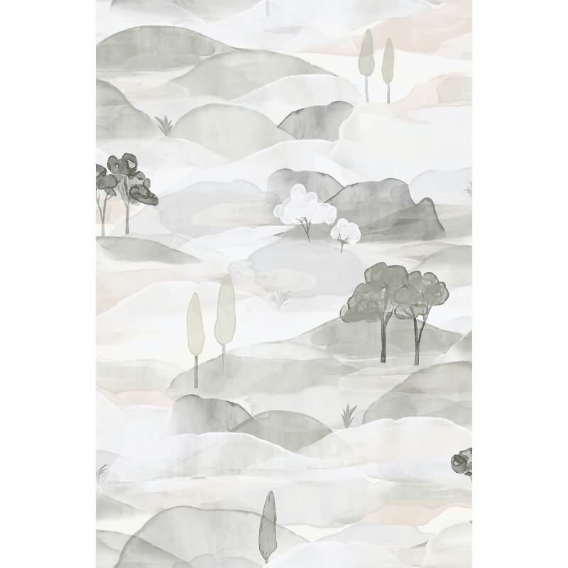 Vliestapete Landschaft Grafisch Natur matt in Grau für Wohnzimmer, Schlafzimmer, Büro (35787)