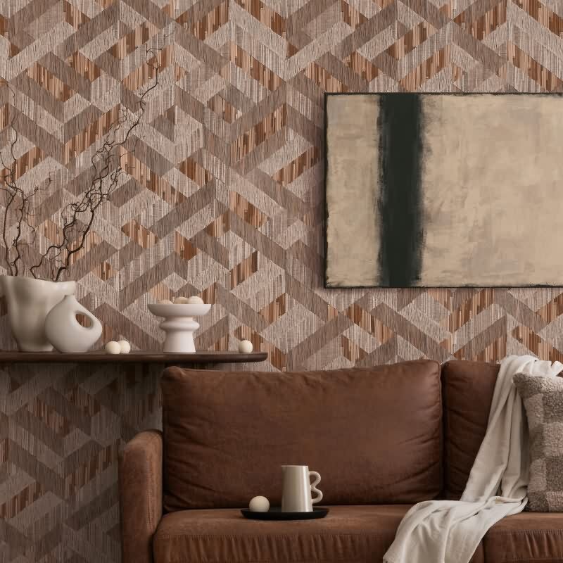 Vliestapete 3D-Optik Holzoptik Landhaus matt in Braun für Wohnzimmer, Schlafzimmer, Büro (35789)