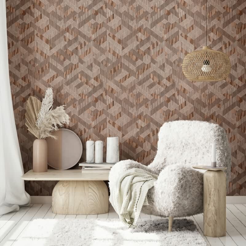 Vliestapete 3D-Optik Holzoptik Landhaus matt in Braun für Wohnzimmer, Schlafzimmer, Büro (35789)