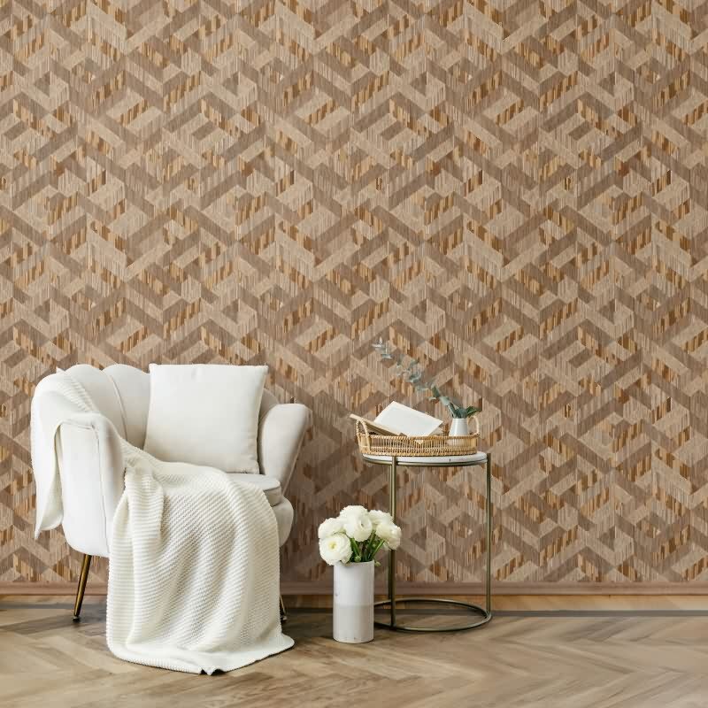 Vliestapete 3D-Optik Holzoptik Landhaus matt in Beige für Wohnzimmer, Schlafzimmer, Büro (35790)