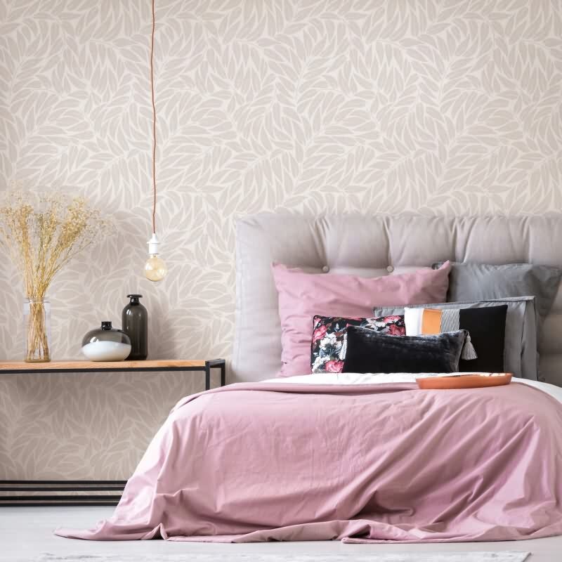 Vliestapete Blätter Floral Natur matt in Grau für Wohnzimmer, Schlafzimmer, Büro (35792)