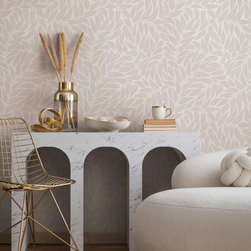 Vliestapete Blätter Floral Natur matt in Grau für Wohnzimmer, Schlafzimmer, Büro (35792)