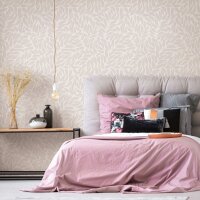 Vliestapete Bl&auml;tter Floral Natur matt in Grau...