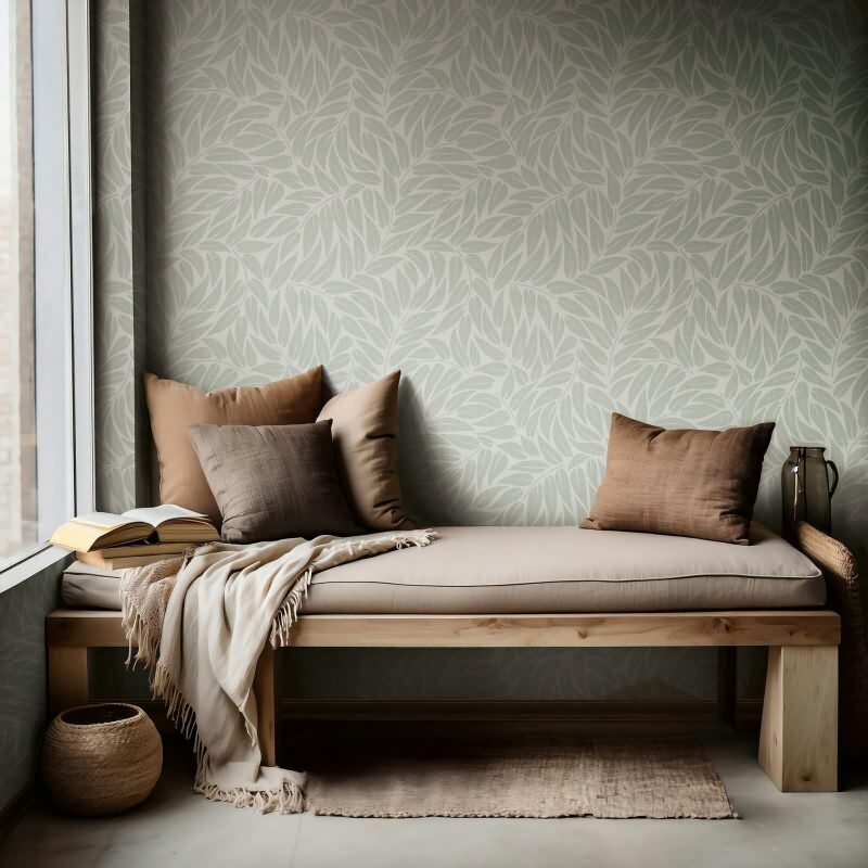 Vliestapete Blätter Floral Natur matt in Grün für Wohnzimmer, Schlafzimmer, Büro (35793)