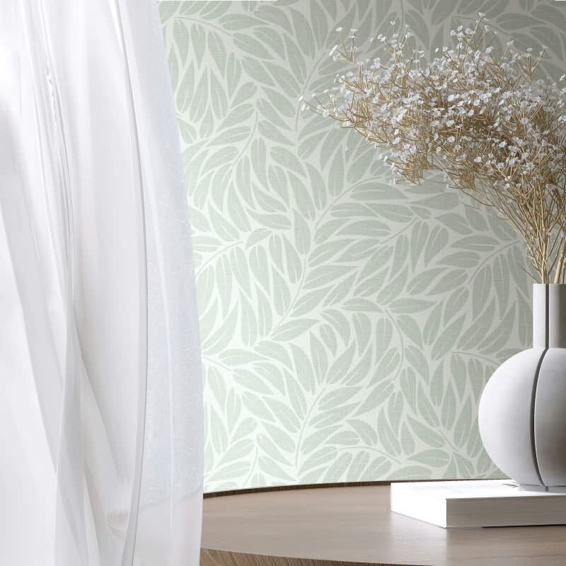 Vliestapete Blätter Floral Natur matt in Grün für Wohnzimmer, Schlafzimmer, Büro (35793)