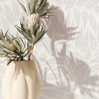 Vliestapete Bl&auml;tter Floral Natur matt in Wei&szlig;...