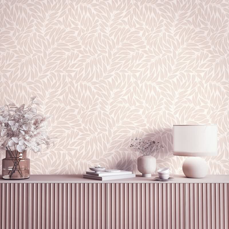 Vliestapete Blätter Floral Natur matt in Beige für Wohnzimmer, Schlafzimmer, Büro (35795)