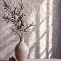 Vliestapete Bl&auml;tter Floral Natur matt in Beige...