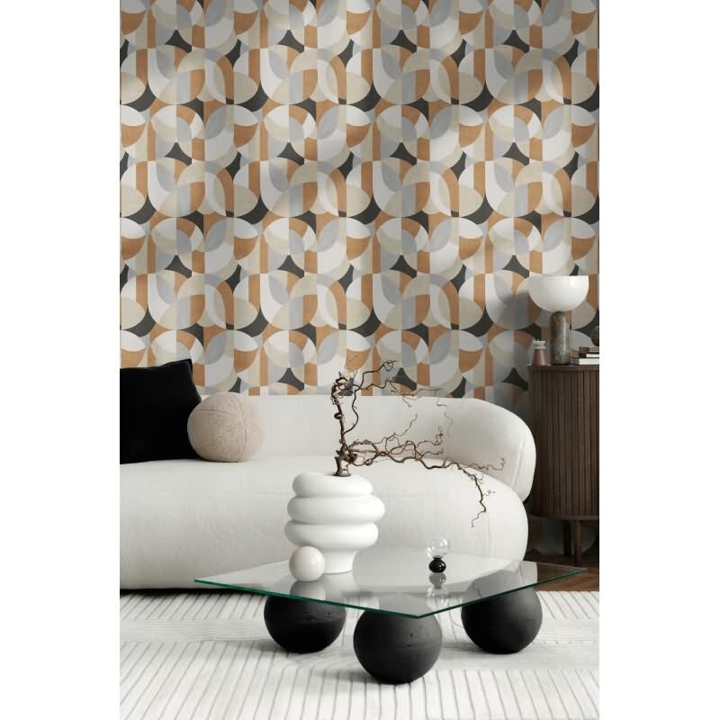 399321 Vliestapete Grafik Geometrie Beige Grau Modern Matt AS Creation