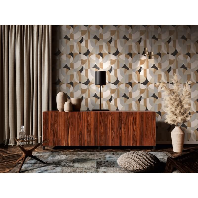 399321 Vliestapete Grafik Geometrie Beige Grau Modern Matt AS Creation