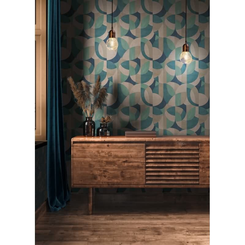 Vliestapete Grafik Blau Grün – Modern & Matt AS Creation (399322)