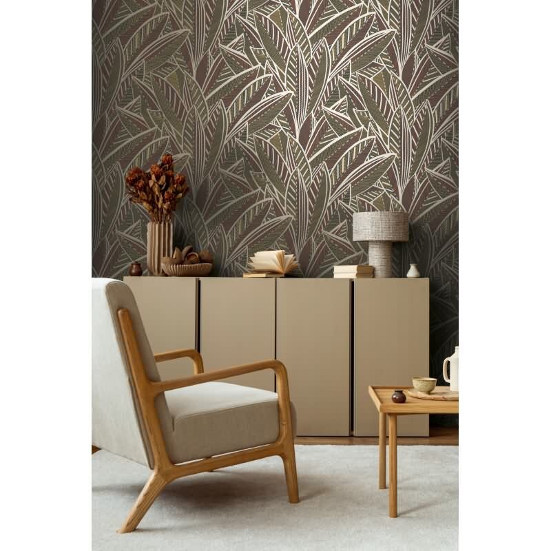 Vliestapete Blätter Braun Gelb Rot – Floral & Glänzend AS Creation (399331)