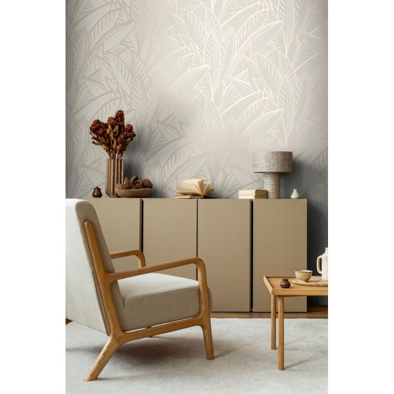 Vliestapete Blätter Weiß Grau – Floral & Glänzend AS Creation (399333)