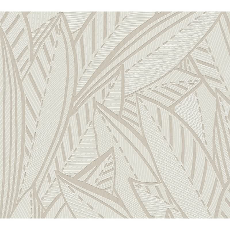 Vliestapete Blätter Weiß Grau – Floral & Glänzend AS Creation (399333)