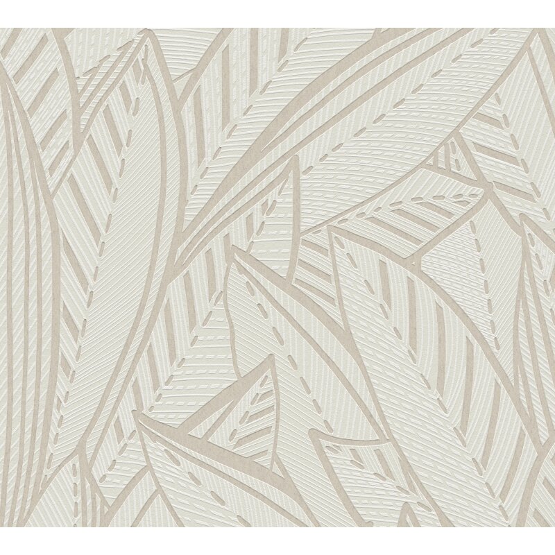 Vliestapete Blätter Weiß Grau – Floral & Glänzend AS Creation (399333)