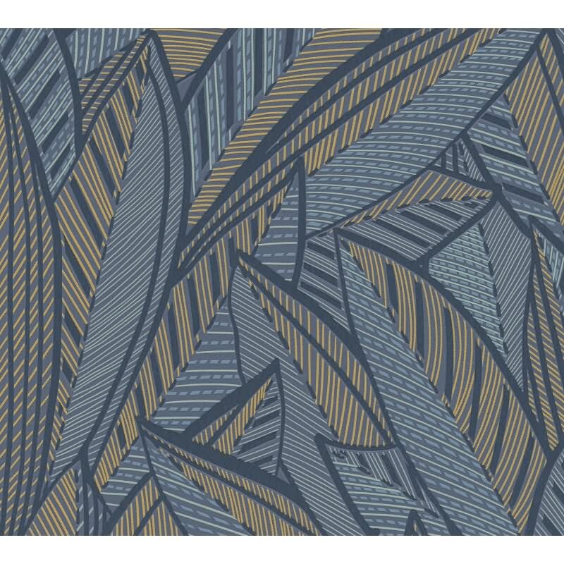 Vliestapete Blätter Blau Gelb – Floral & Glänzend AS Creation (399335)