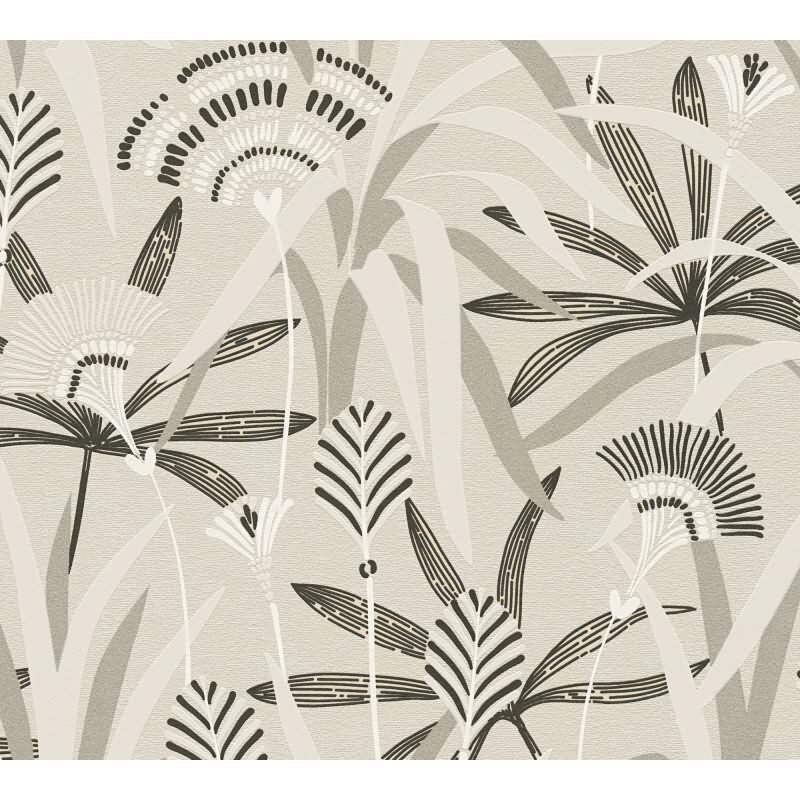 Vliestapete Blätter Schwarz Weiß Grau – Elegant & Zeitlos AS Creation (399361)