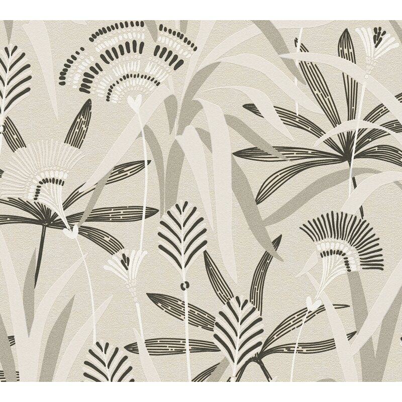 Vliestapete Blätter Schwarz Weiß Grau – Elegant & Zeitlos AS Creation (399361)