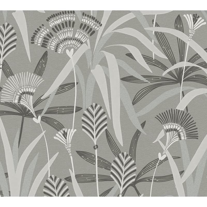 Vliestapete Blätter Grau Blau Grün – Natürlich & Modern AS Creation (399362)