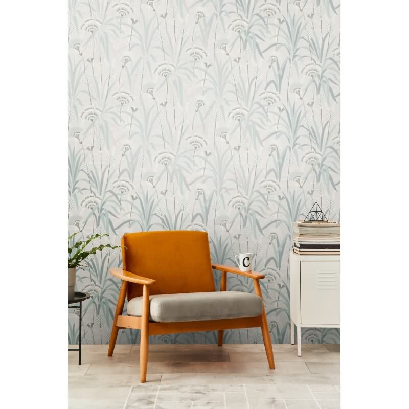 Vliestapete Blätter Grau Grün Blau – Sanft & Natürlich AS Creation (399363)