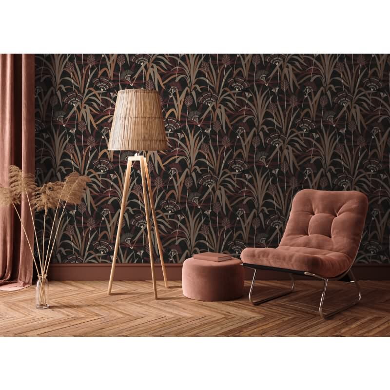 Vliestapete Blätter Schwarz Rot Metallic – Ausdrucksstark & Elegant AS Creation (399364)