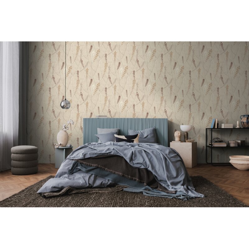Vliestapete Blätter Beige – Skandinavisches Design AS Creation (791461)