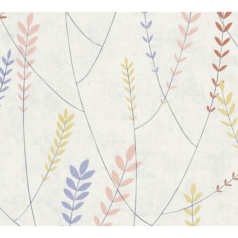 Vliestapete – bunte Blätterranken auf hellgrauem Hintergrund AS Creation (791462)