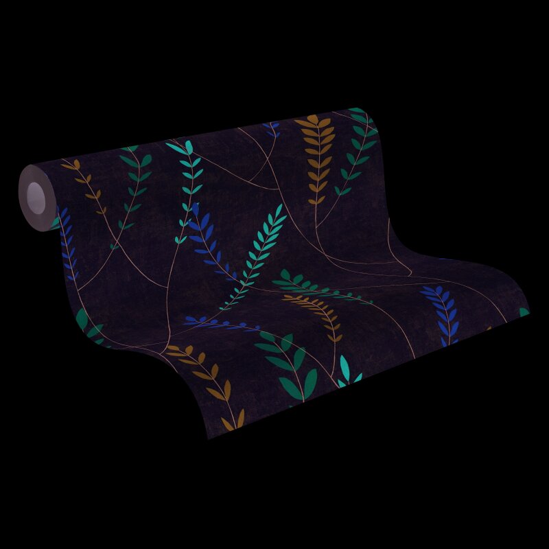 Vliestapete – bunte Blätterranken auf hellgrauem Hintergrund AS Creation (791462)