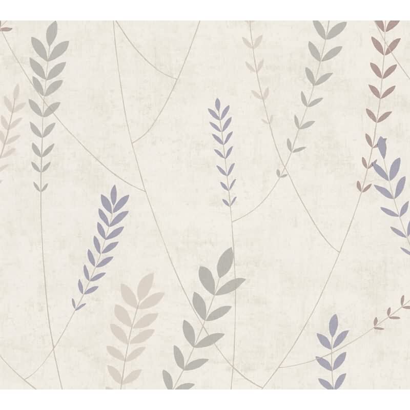 Vliestapete – zarte Blätterranken in Beige, Blau & Grau AS Creation (791463)