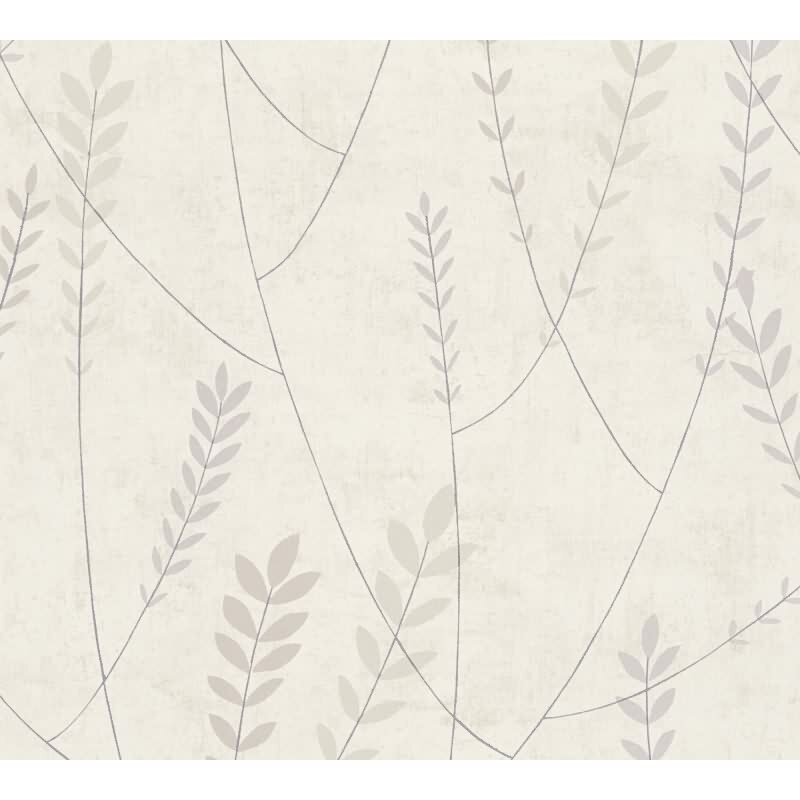 Vliestapete Grau mit filigranen Blätterranken AS Creation (791464)