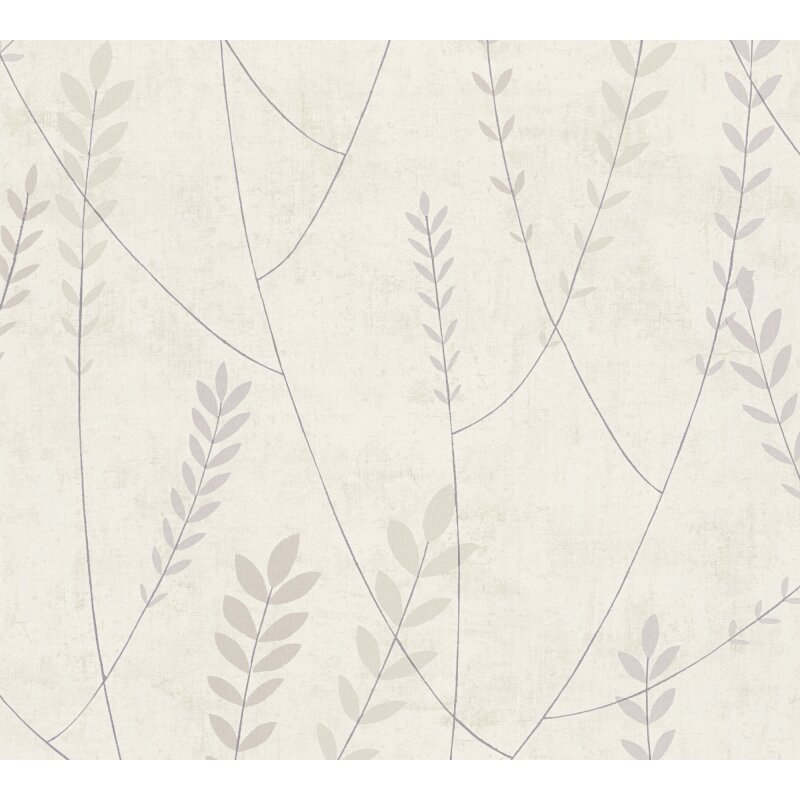 Vliestapete Grau mit filigranen Blätterranken AS Creation (791464)