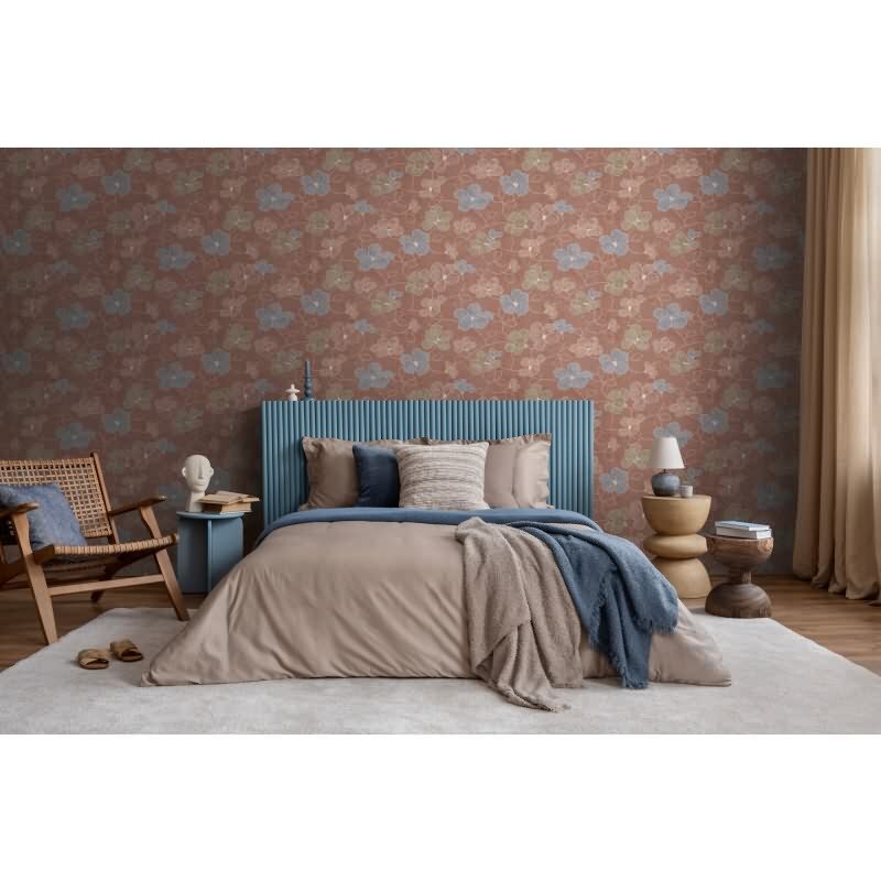 Vliestapete mit großen Blumen in Braun Blau Grün AS Creation (791471)