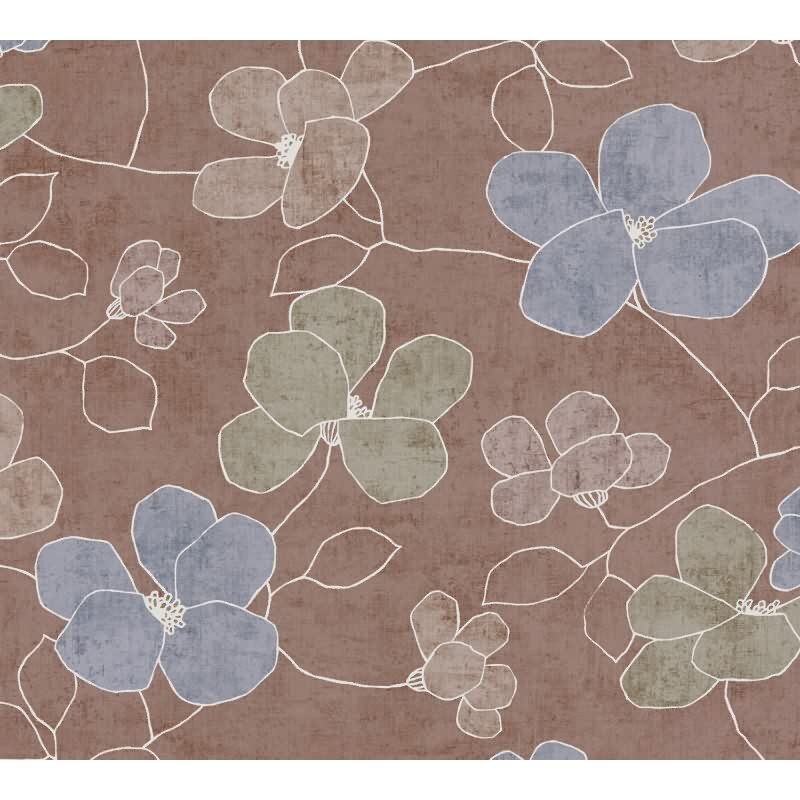 Vliestapete mit großen Blumen in Braun Blau Grün AS Creation (791471)