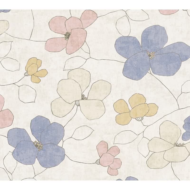 Vliestapete mit bunten Blumen in Blau, Rosa & Gelb AS Creation (791472)