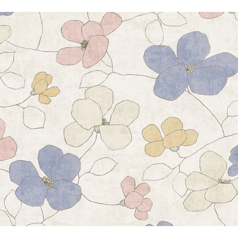 Vliestapete mit bunten Blumen in Blau, Rosa & Gelb AS Creation (791472)