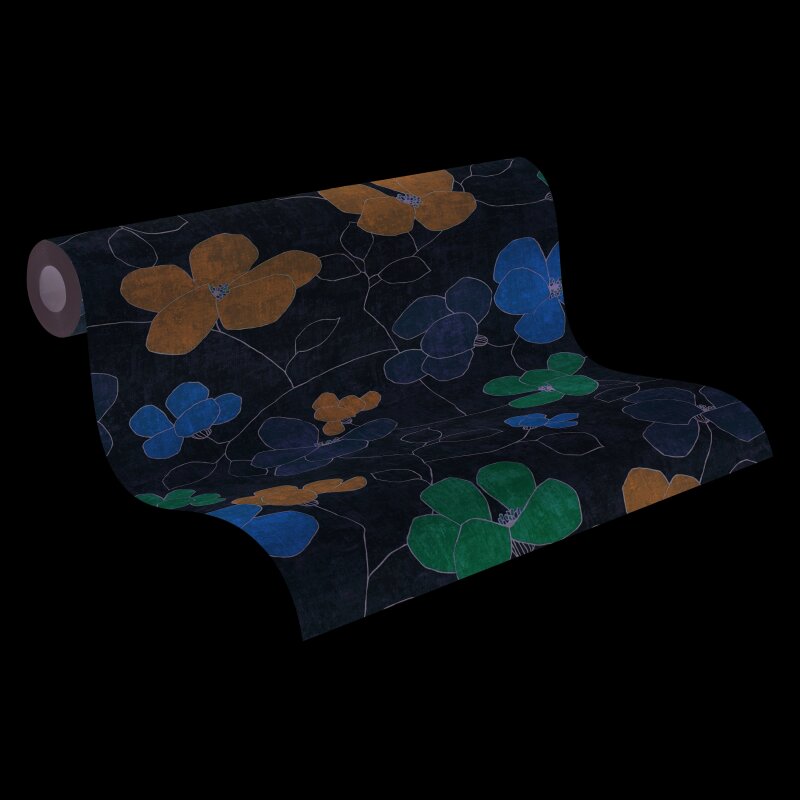 Vliestapete mit bunten Blumen in Blau, Rosa & Gelb AS Creation (791472)