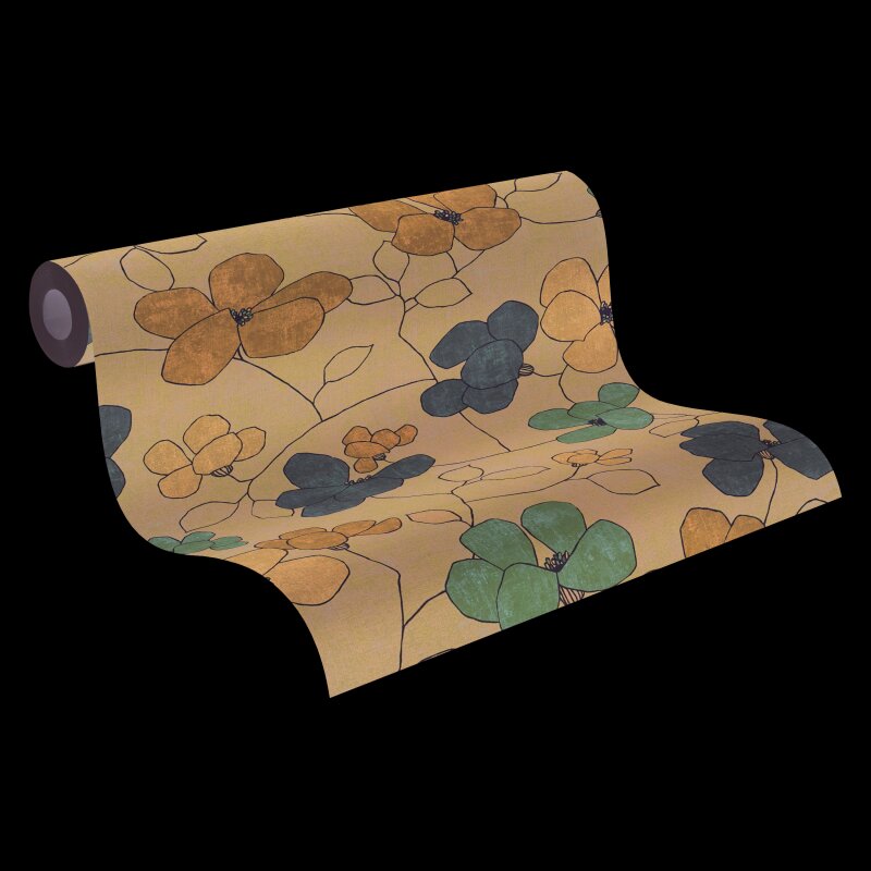 Vliestapete –dunkelblaue Blütentapete im skandinavischen Stil AS Creation (791474)