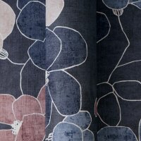 Vliestapete &ndash;dunkelblaue Bl&uuml;tentapete im...