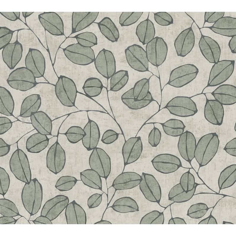 Vliestapete – grüne Blätter auf cremefarbenem Hintergrund AS Creation (791481)