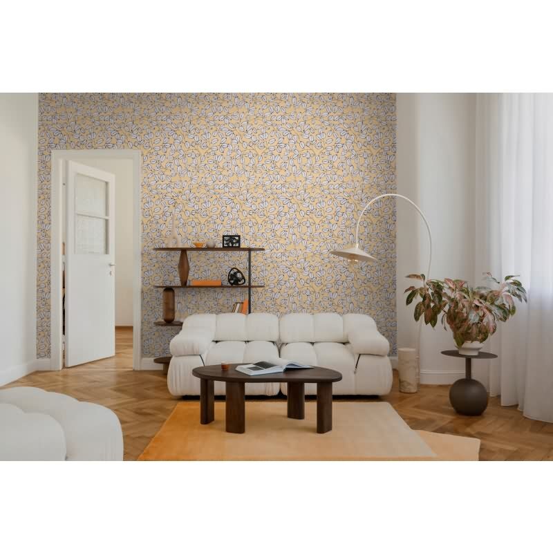 Vliestapete – Gelb & Blau, skandinavisches Blätterdesign AS Creation (791483)