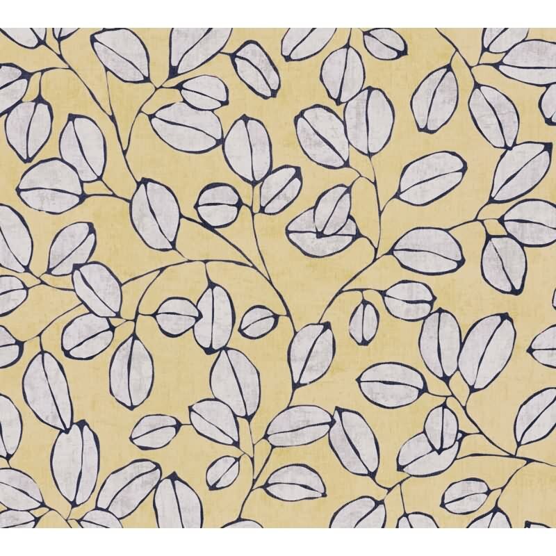 Vliestapete – Gelb & Blau, skandinavisches Blätterdesign AS Creation (791483)