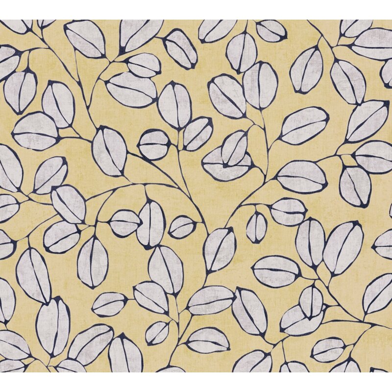 Vliestapete – Gelb & Blau, skandinavisches Blätterdesign AS Creation (791483)