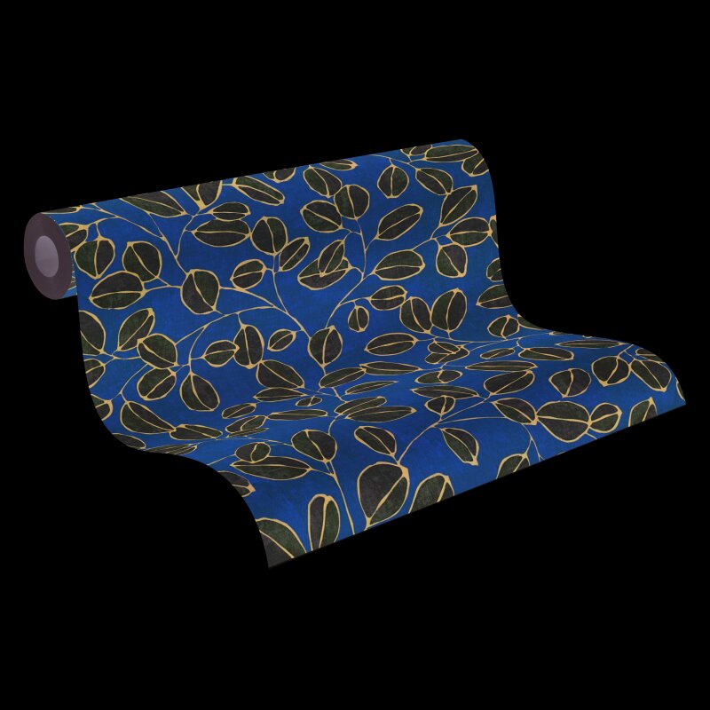 Vliestapete – Gelb & Blau, skandinavisches Blätterdesign AS Creation (791483)