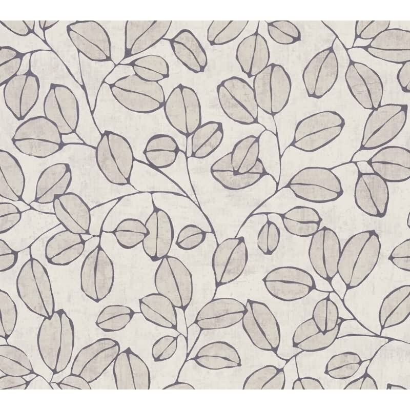 Vliestapete Grau/Weiß mit skandinavischem Blätterdesign AS Creation (791484)